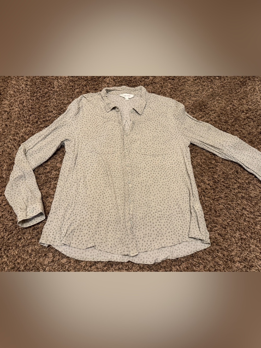 Sage Green Cheetah Button Up Long Sleeve Shirt